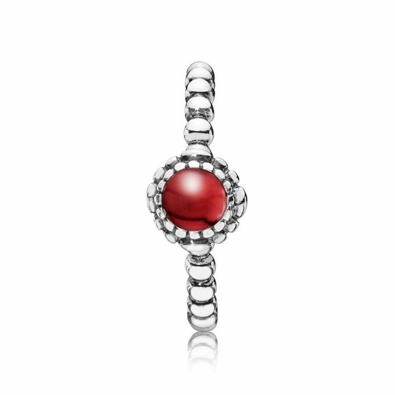 Pandora Birthday Blooms Ring January Ireland - Sterling Silver/Red/Garnet - 735690PGB